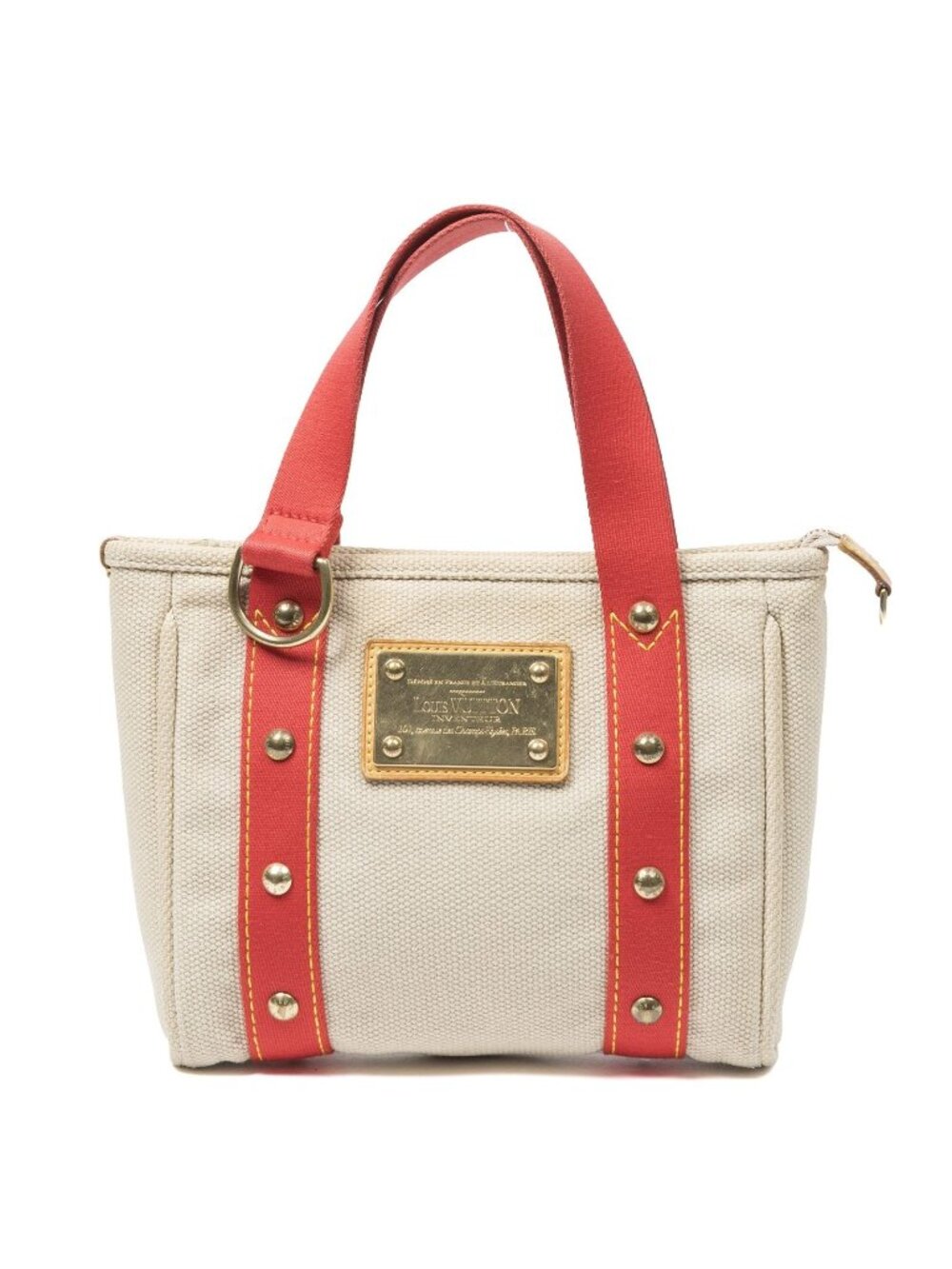 Louis Vuitton Antigua Cabas Beige Red Woven Canvas